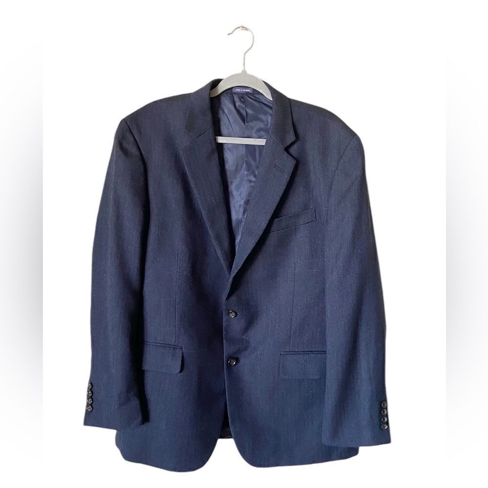 Stafford Merino Wool Dark Blue Blazer Classic Size 44L